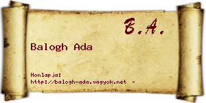 Balogh Ada névjegykártya